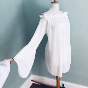 Vintage Bell Sleeve Sheer Dress Off Shoulder Mod